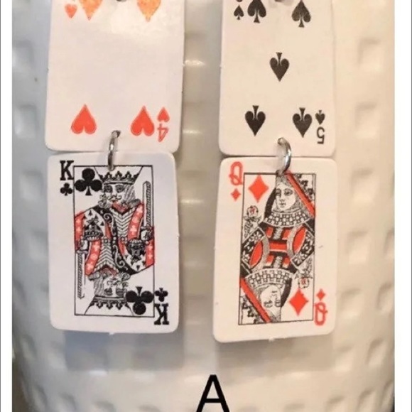 Mini poker earrings, playing cards earrings - Picture 2 of 8